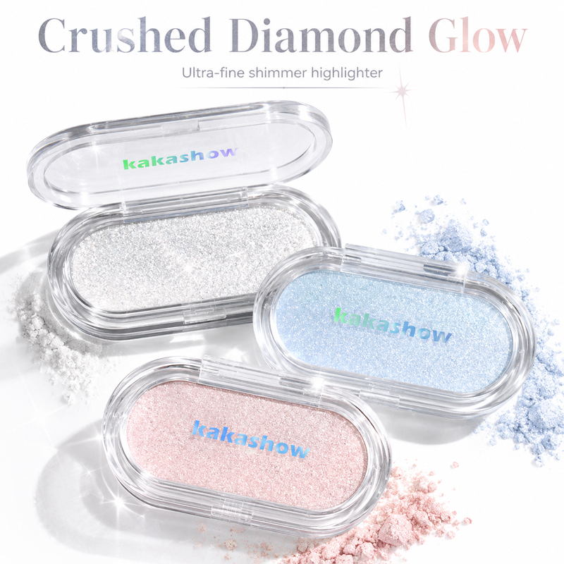 Rare Beauty Makeup Highlighter - 韓国ダイヤモンドシマーハイライターパウダー、3色入りファイングリッターフェイスアイボディグロー、長持ちするデューイーメイクアップ