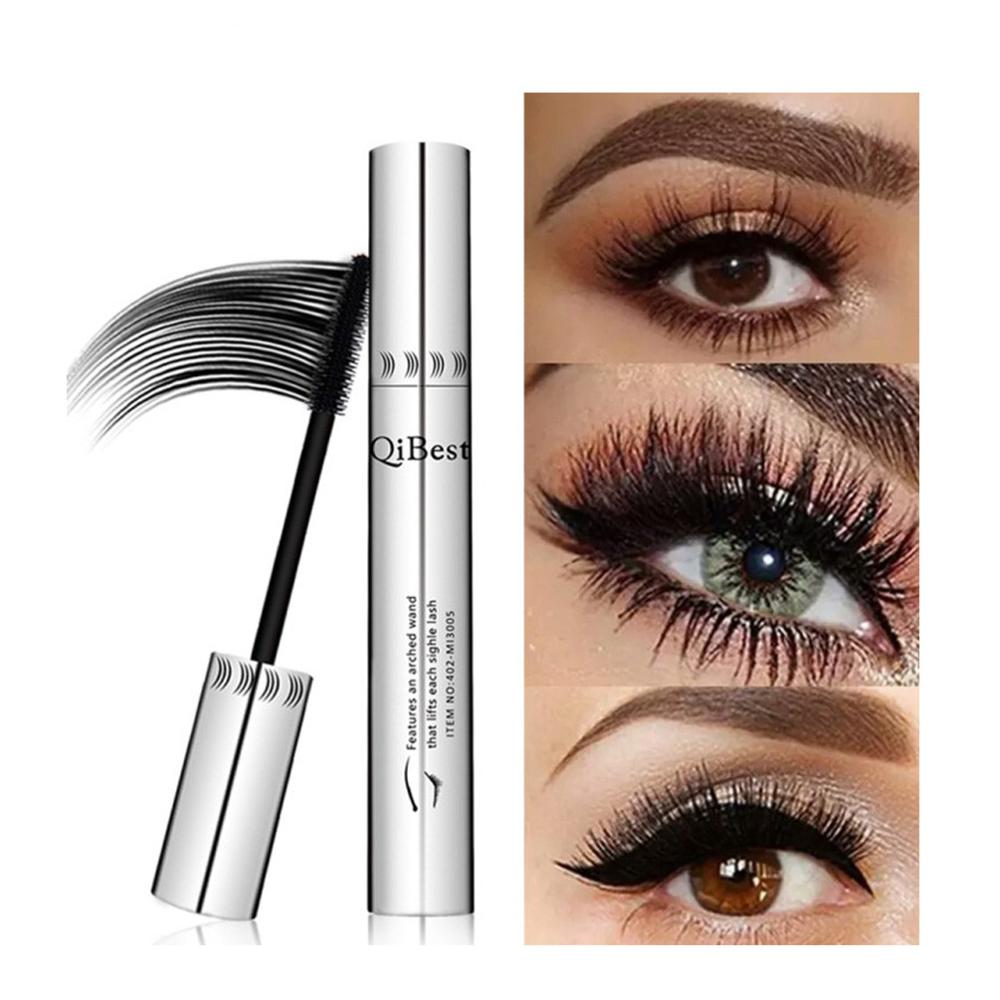 Huda Beauty Makeup Set - Qibest-長くて厚いまつ毛用のマスカラ4Dマスカラ,黒,防水,大量のマスカラ