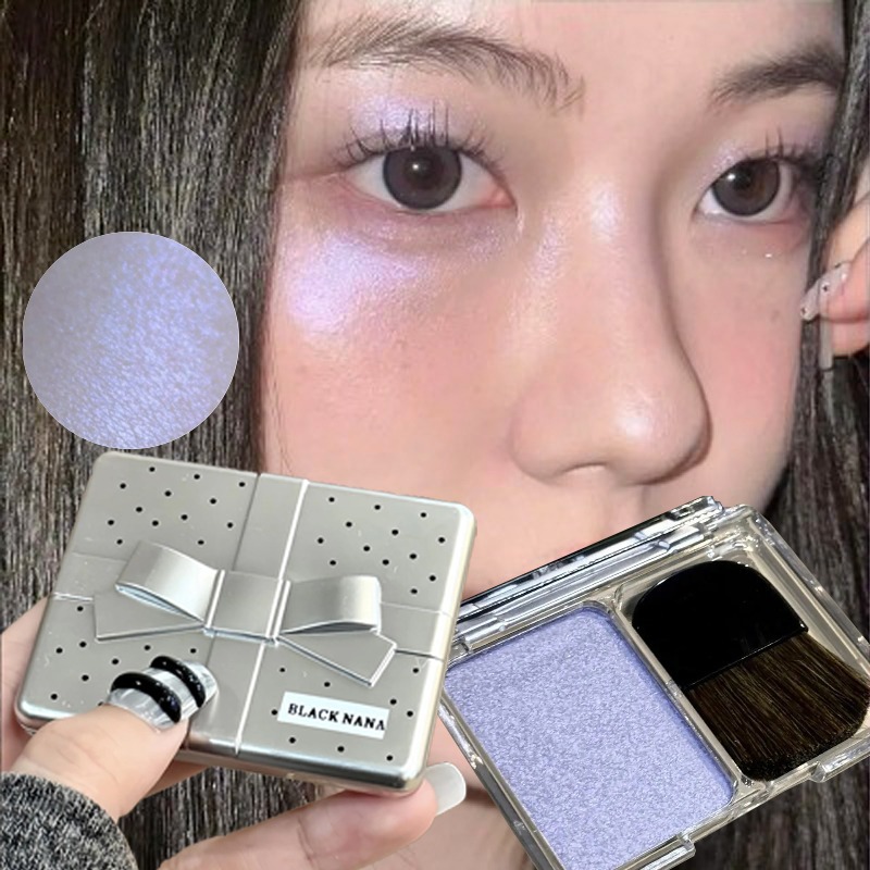 Rare Beauty Makeup Highlighter - パンクアイスパープルアイシャドウフェイスブライトナーハイライタースパークリングシャインパールグリッターコンターメイクアップパレットポータブルブラシ付き