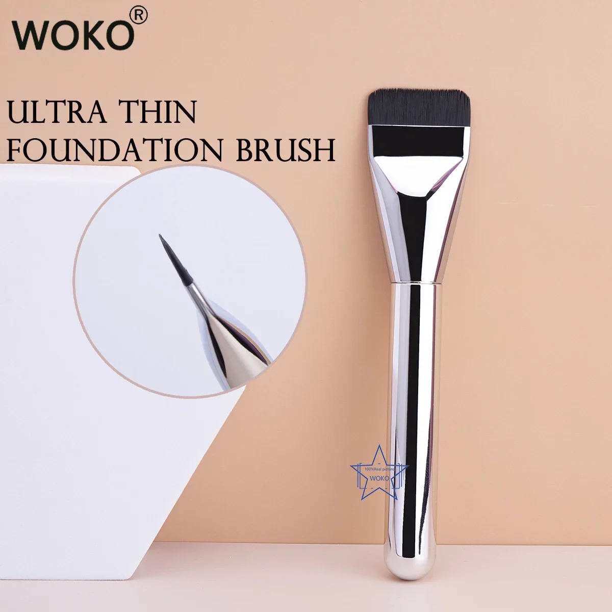 Makeup Beauty Ro - 超薄型ファンデーション ブラシ 軽量で薄いフェイス コンター ブラシ フラット