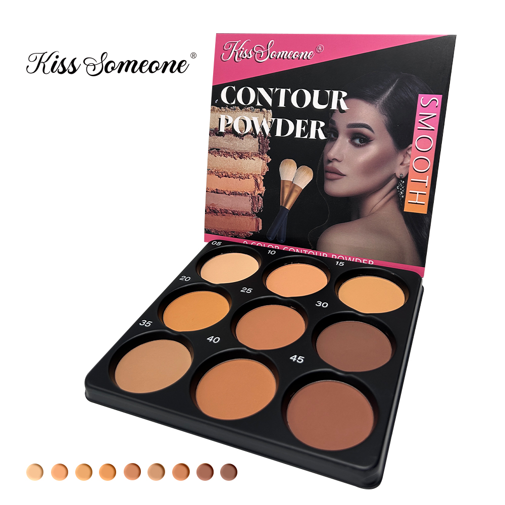 Beauty Makeup Palette - 9色パウダーコンターパレット、マットコンターリングメイクアップキット、プロフェッショナルフェイシャルビューティーコスメティックメイクアップ