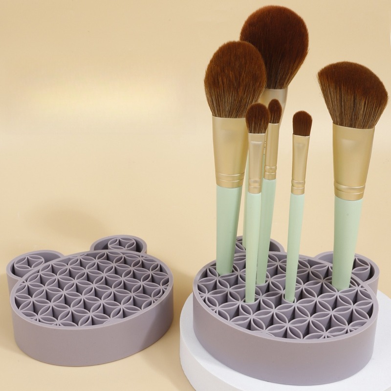 Beauty Makeup Wholesale - ミッキーシリコン製メイクブラシ乾燥ラックホルダー、水切りトレイ付きオールインワン収納オーガナイザー、美容ツール