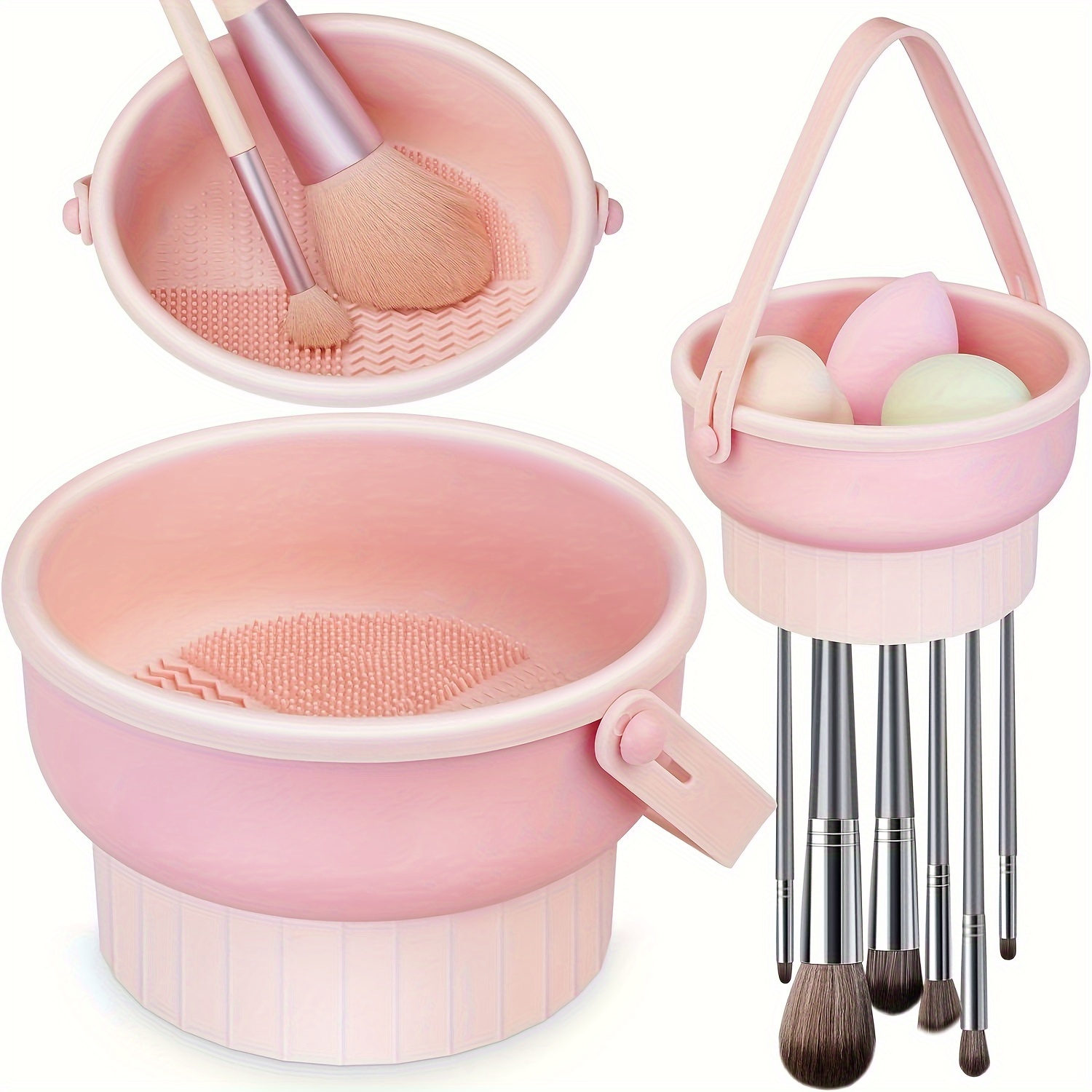 Beauty Makeup Wholesale - 3-in-1 シリコンメイクブラシクリーナーマット & 乾燥ラック - 化粧ブラシクリーニング