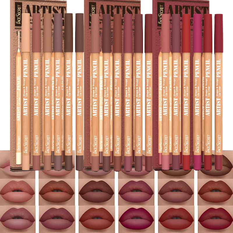 Lip Liner Pencil - [ベルベットマットリップライナー] 6本入り 長持ちベルベットマットリップライナーペンシルセット | 乾燥しない＆唇のラインや溝を埋めるのに最適
