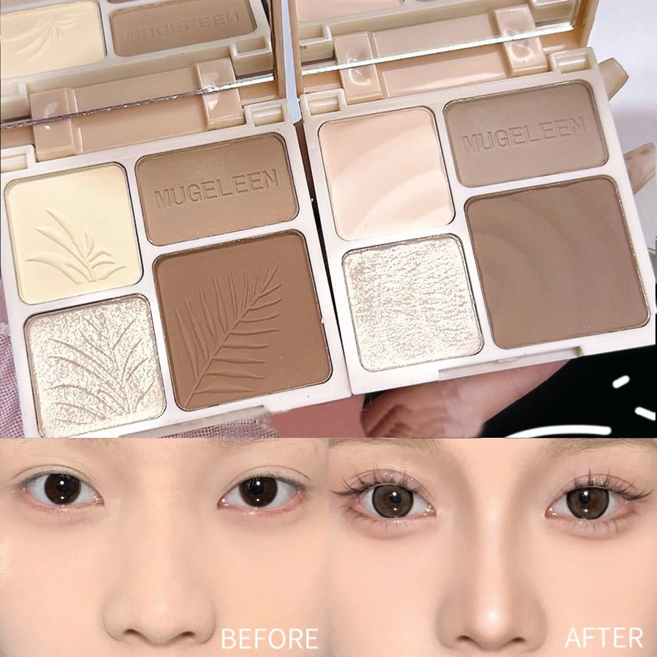 Merit Beauty Makeup - 1Pc ハイライトリペアマットファイングリッター総合的なシルエットノーズシャドウメイクアップパレット顔明るくする 4 色パレット