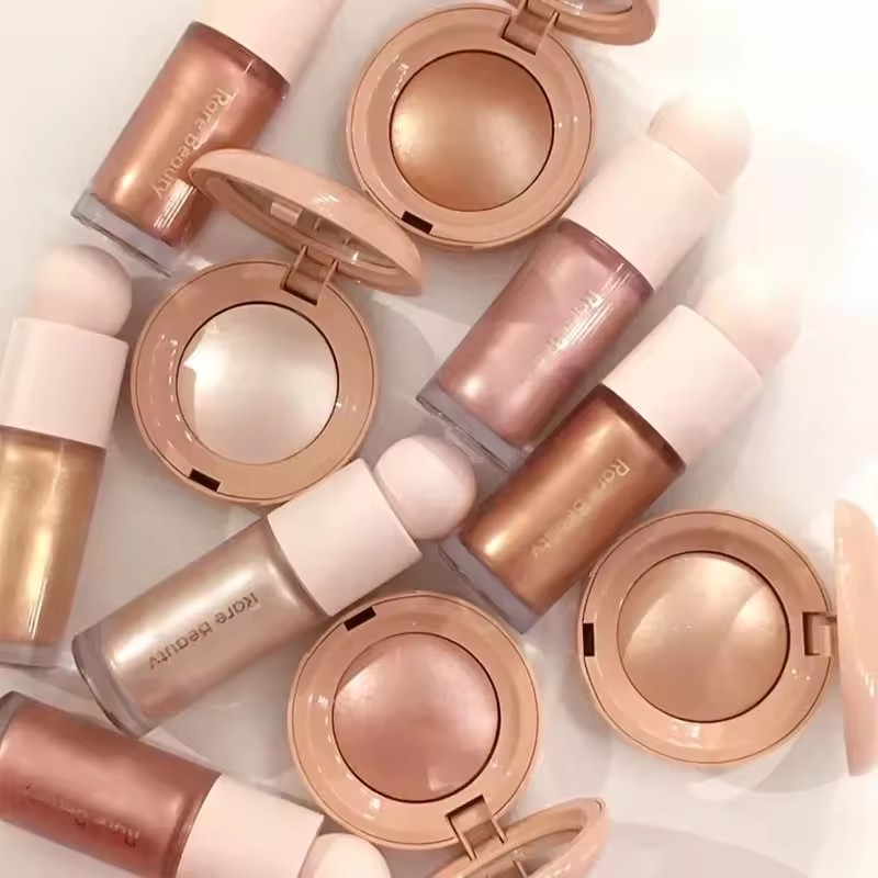 Rare Beauty Makeup Highlighter - レアビューティー ハイライトパウダー ルミナイザー リキッド シャイニー ミラー付き