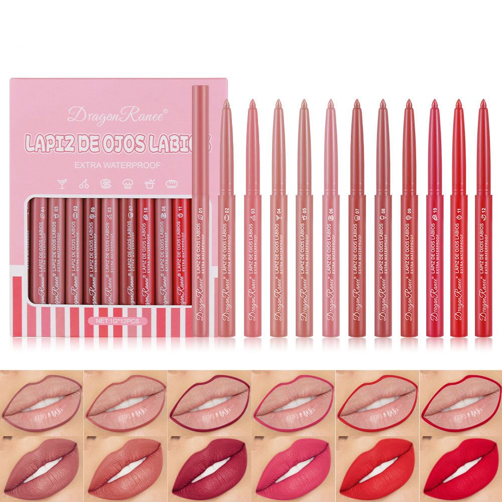 Lip Liner Pencil - 12色のリップライナーペンシルケースは、唇の全体の形を描き、豊かな色、防水性、耐久性のあるマット仕上げ、日常使いに多用途なリップライナーペンシルです。