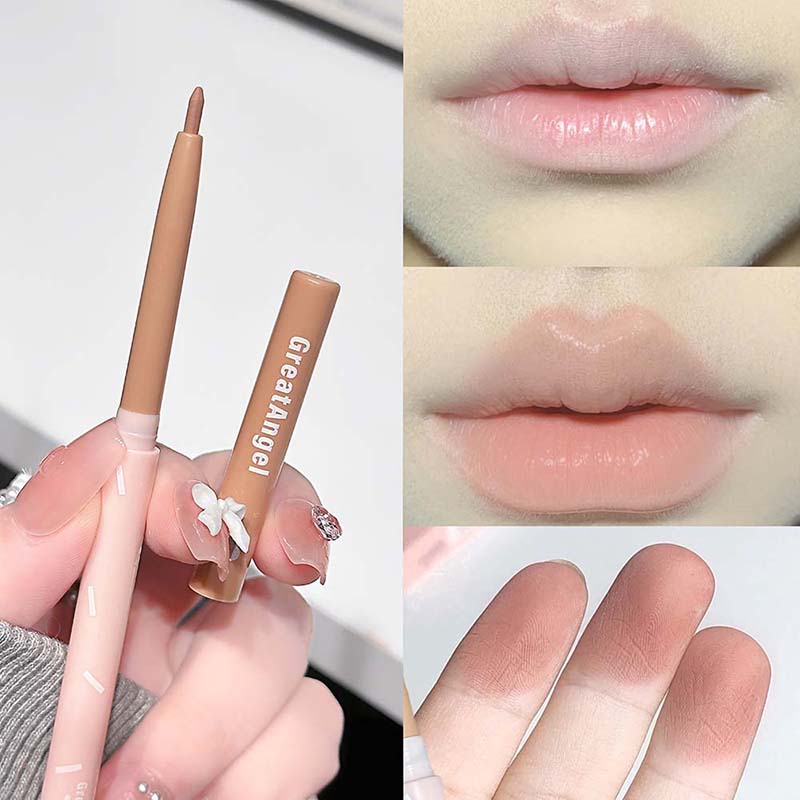 Lip Liner Pencil - 韓国製リップライナー 防水マットリップライナーペンシル カップに付かない スムースリップコンターペン ヌードピンクブラウン リップメイク