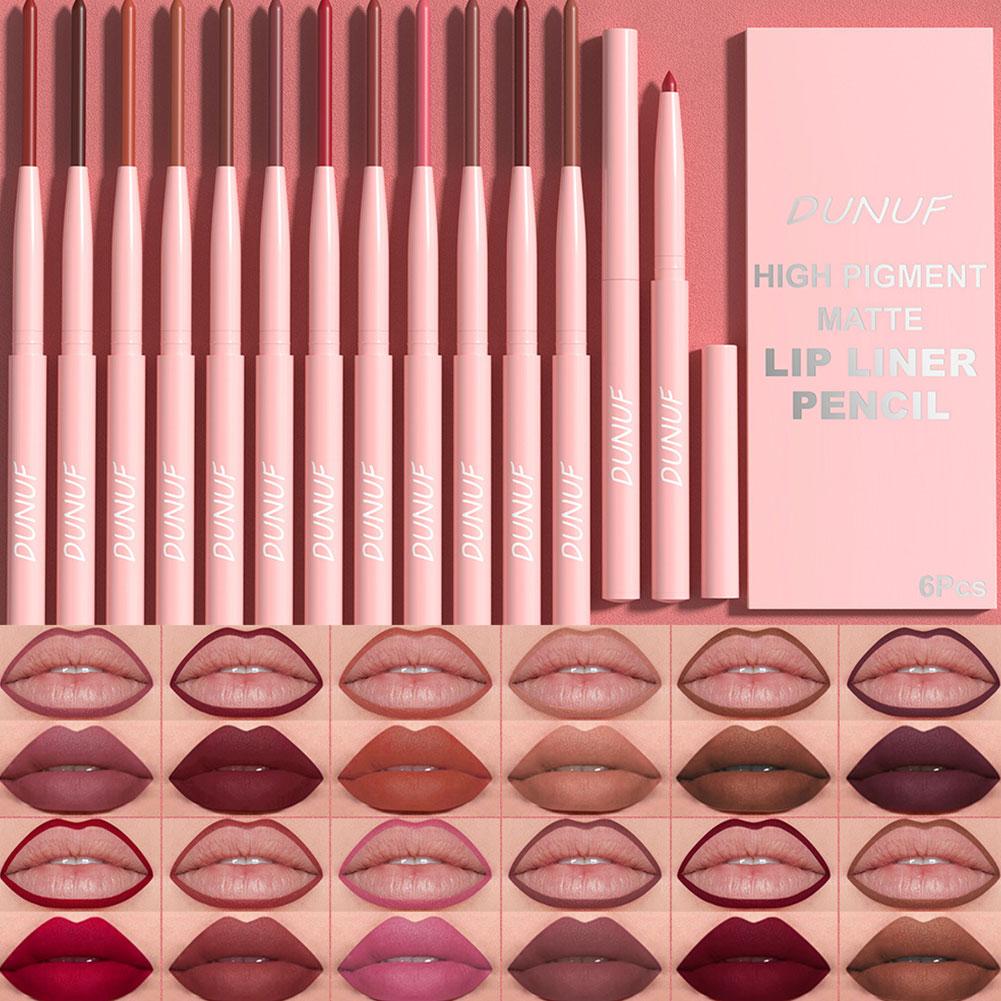 Lip Liner Pencil - 6色リップライナーペンセット、防水汗に強い、簡単に発色し、色褪せない発色リップグロスセット美容メイクアップ