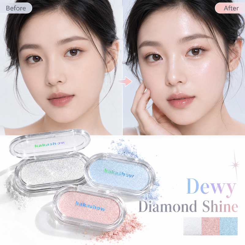 韓国ダイヤモンドシマーハイライターパウダー、3色入りファイン - Rare Beauty Makeup Highlighter のレビューと価格