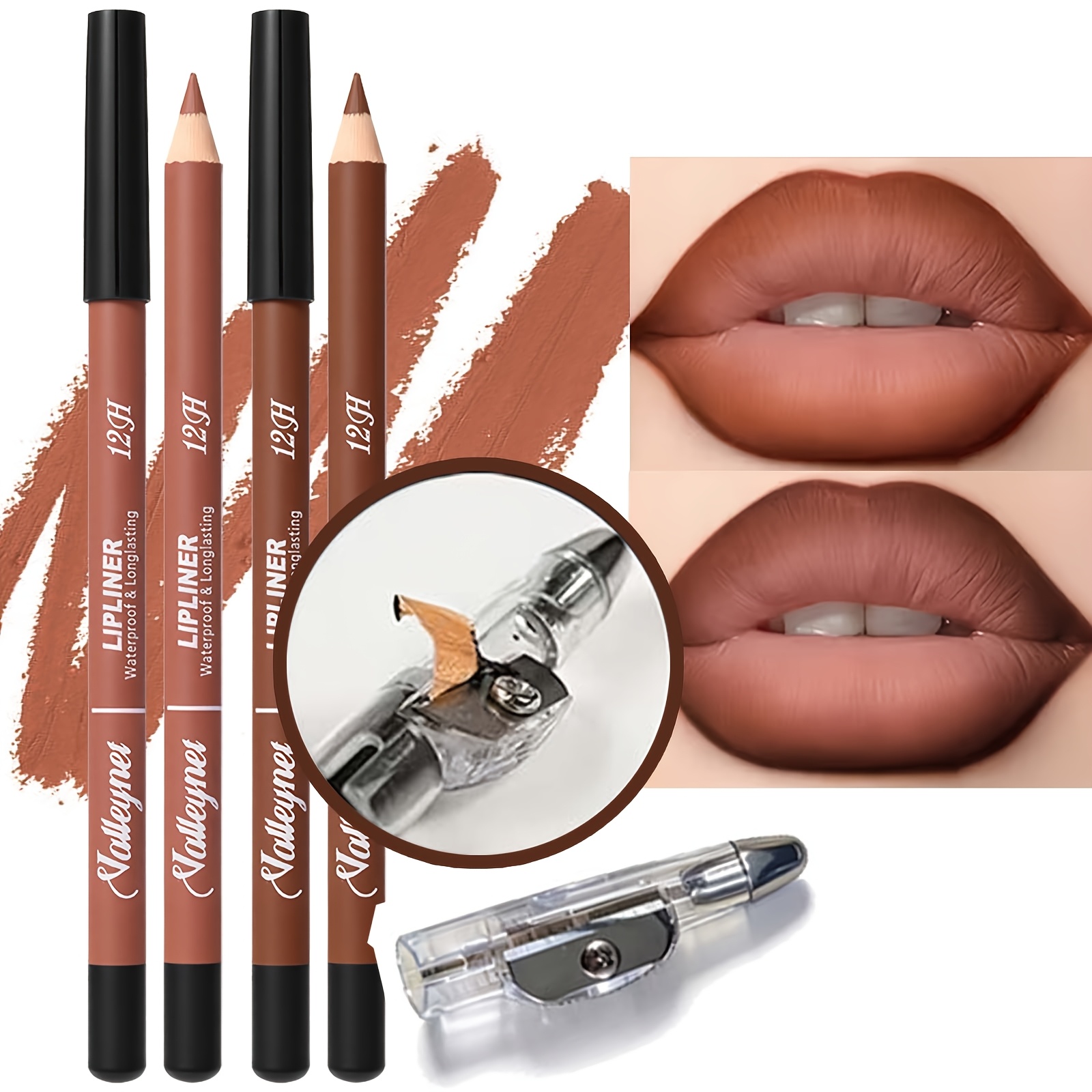 リップライナーペン2本+鉛筆削り1個、マット仕上げ、長持ち、 - Lip Liner Pencil のレビューと価格