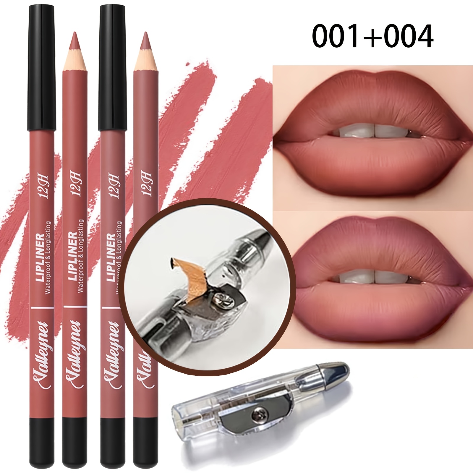 リップライナーペン2本+鉛筆削り1個、マット仕上げ、長持ち、 - Lip Liner Pencil のレビューと価格