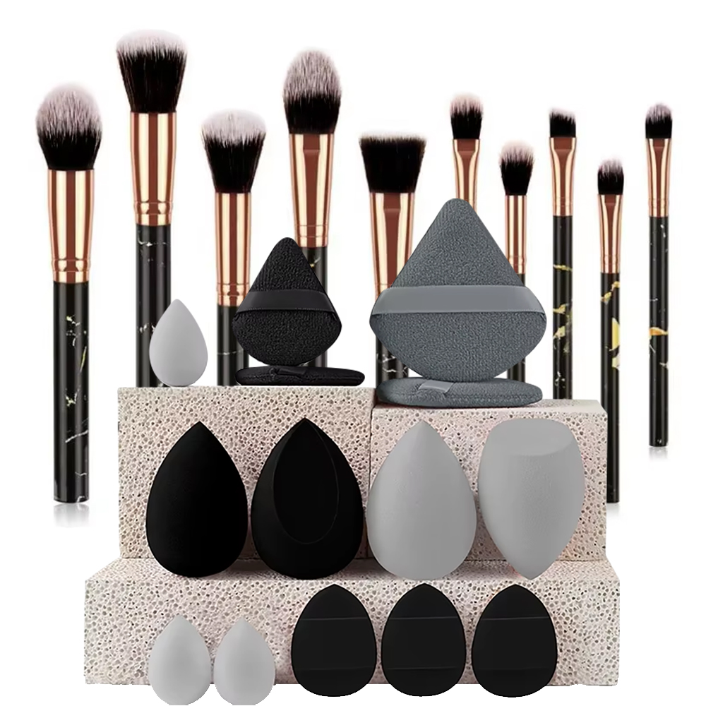 10本入りマーブル柄メイクブラシセット：フェイス、アイ、ベー - Makeup Beauty Ro のレビューと価格