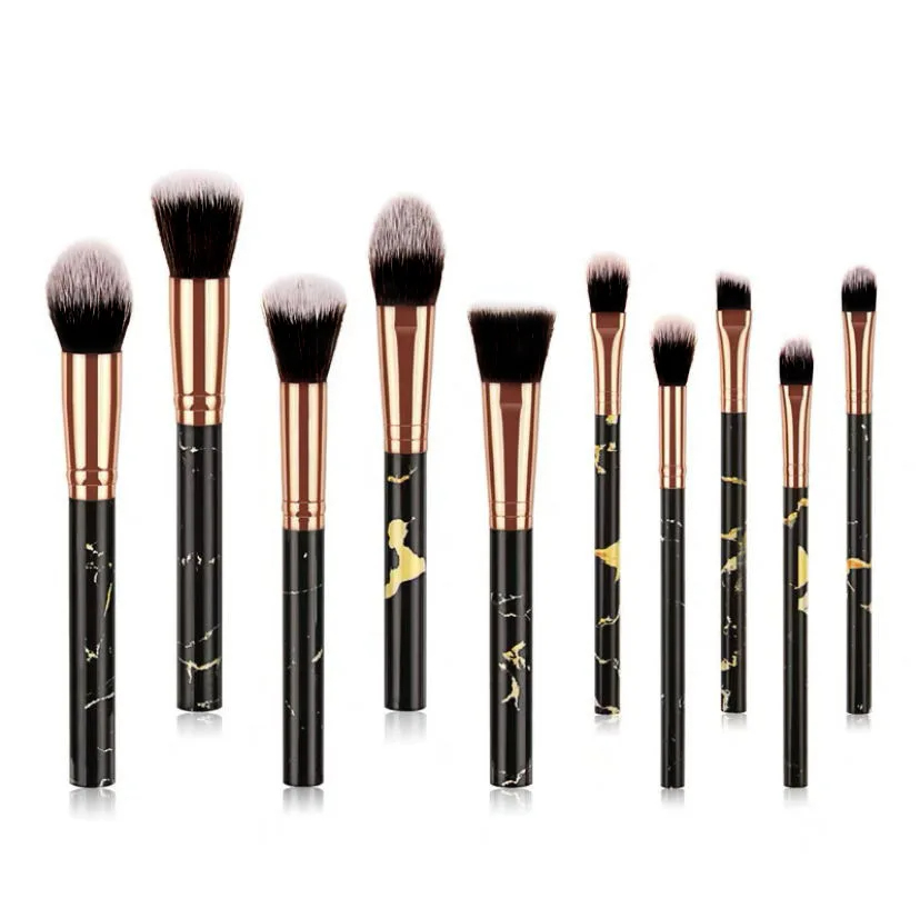 10本入りマーブル柄メイクブラシセット：フェイス、アイ、ベー - Makeup Beauty Ro のレビューと価格