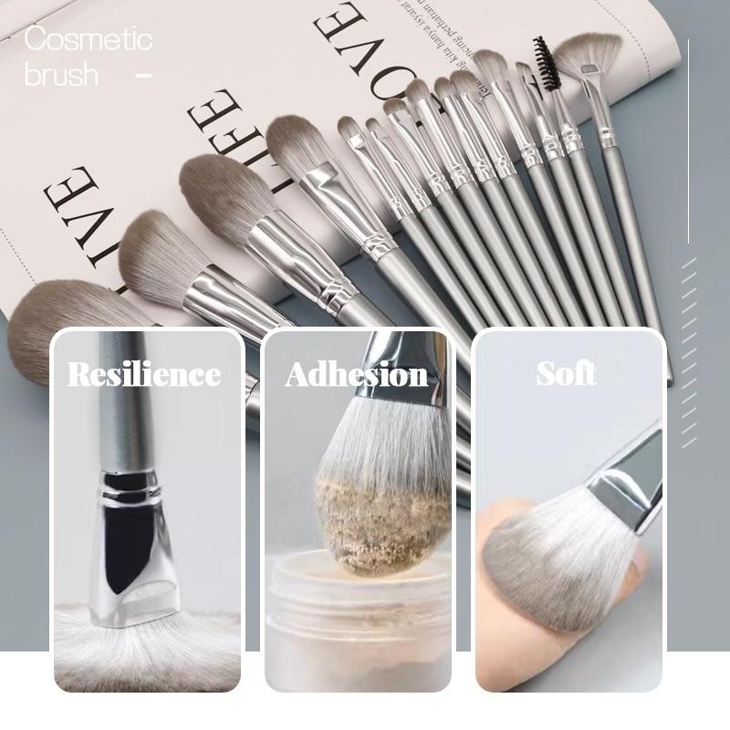 14本入りメイクブラシセット シルバーグレー ソフトで滑らか - Merit Beauty Makeup のレビューと価格