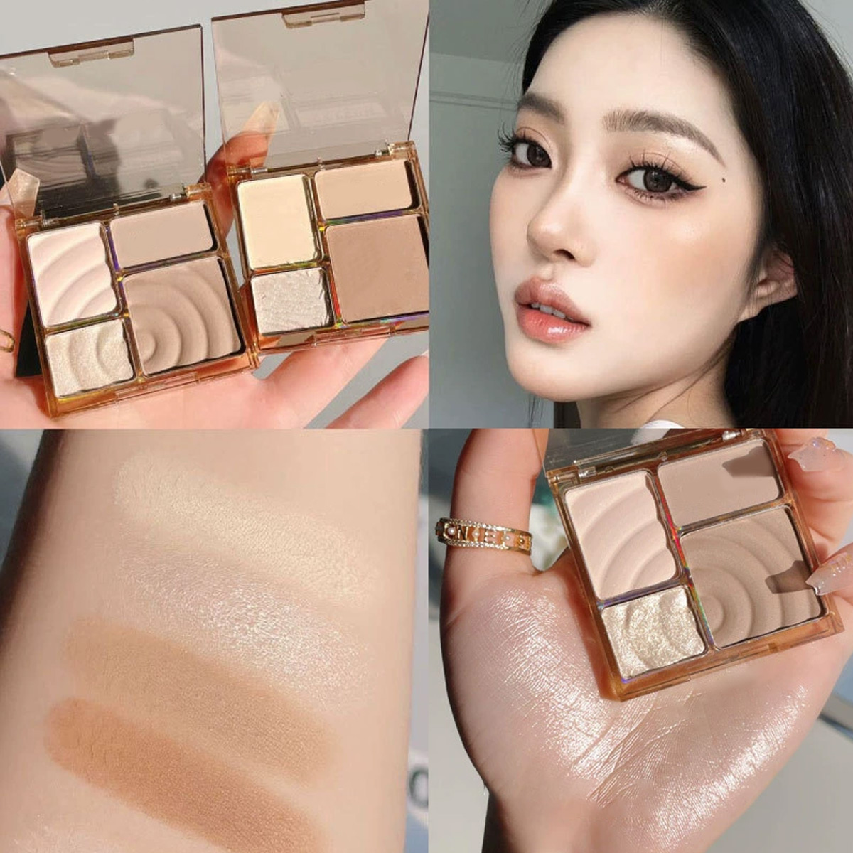 4 色高光沢 1 ディスクマットブライトニングシャドウノーズ - Merit Beauty Makeup のレビューと価格