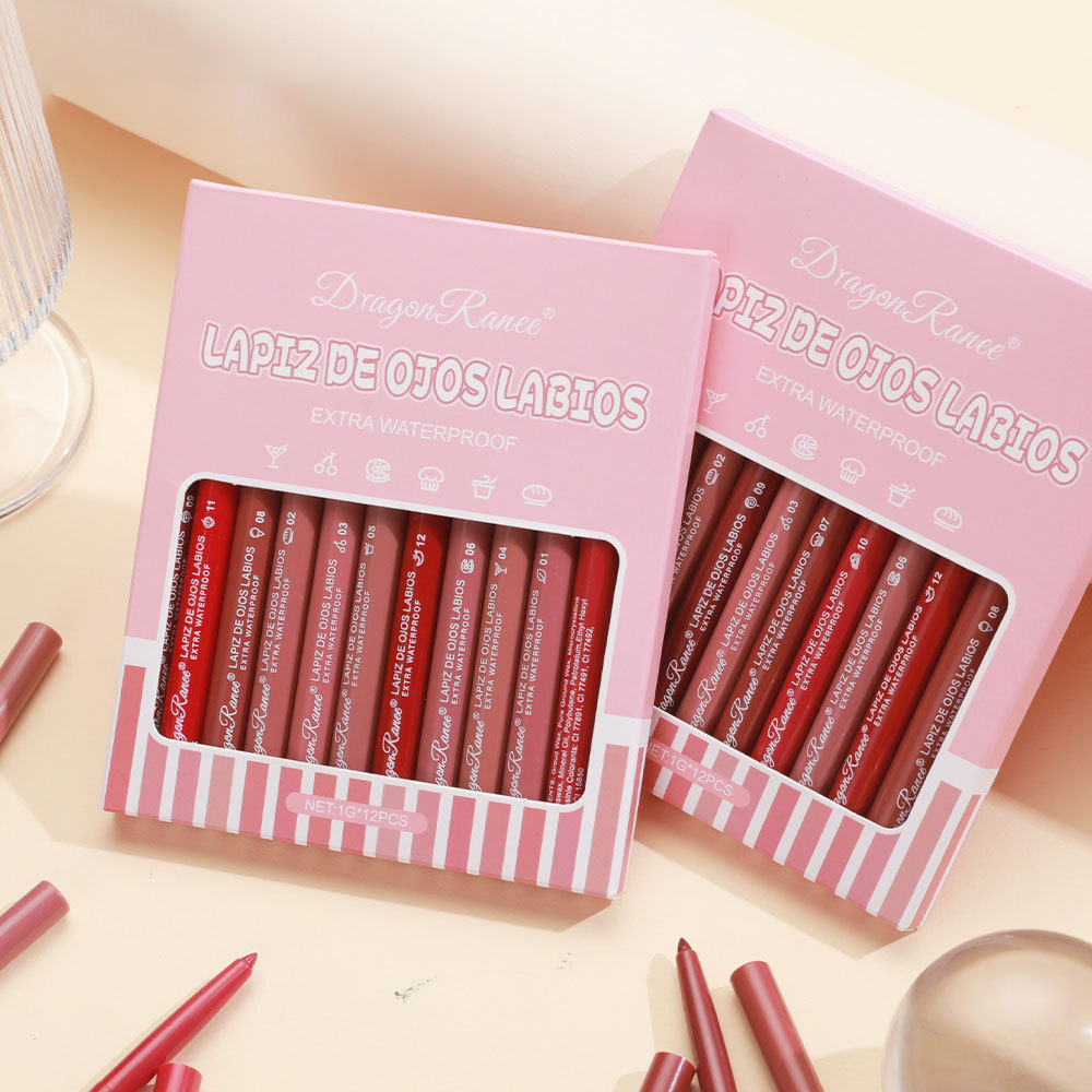 12色のリップライナーペンシルケースは、唇の全体の形を描き、 - Lip Liner Pencil のレビューと価格