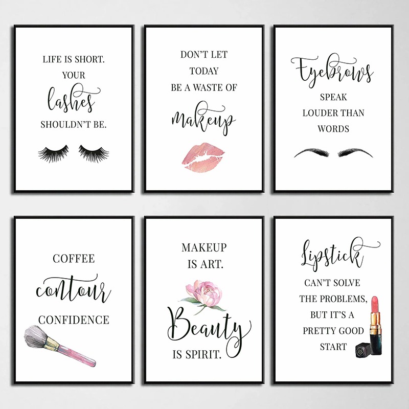 メイクアップ引用句ポスターまつげ眉毛口紅輪郭唇ダイヤモンド絵 - Makeup Is Beauty Quotes のレビューと価格