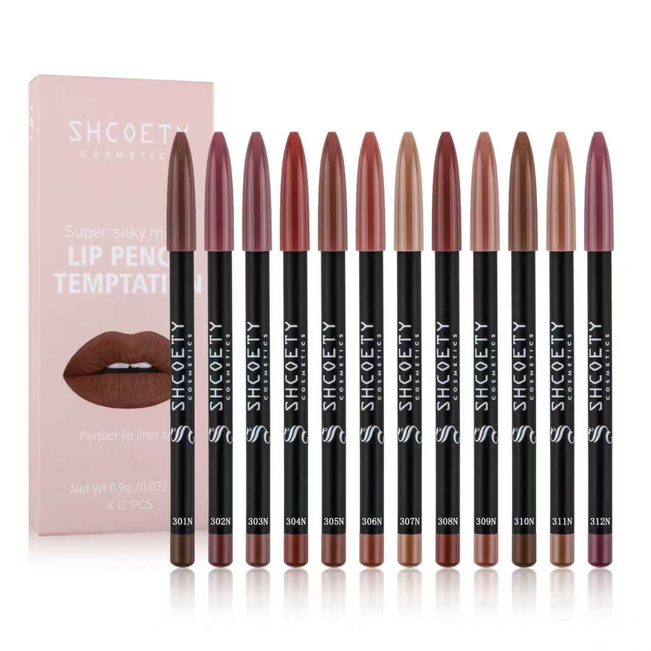 SHCOETY 欧米風クロスボーダー12色マット口紅リップペ - Lip Liner Pencil のレビューと価格