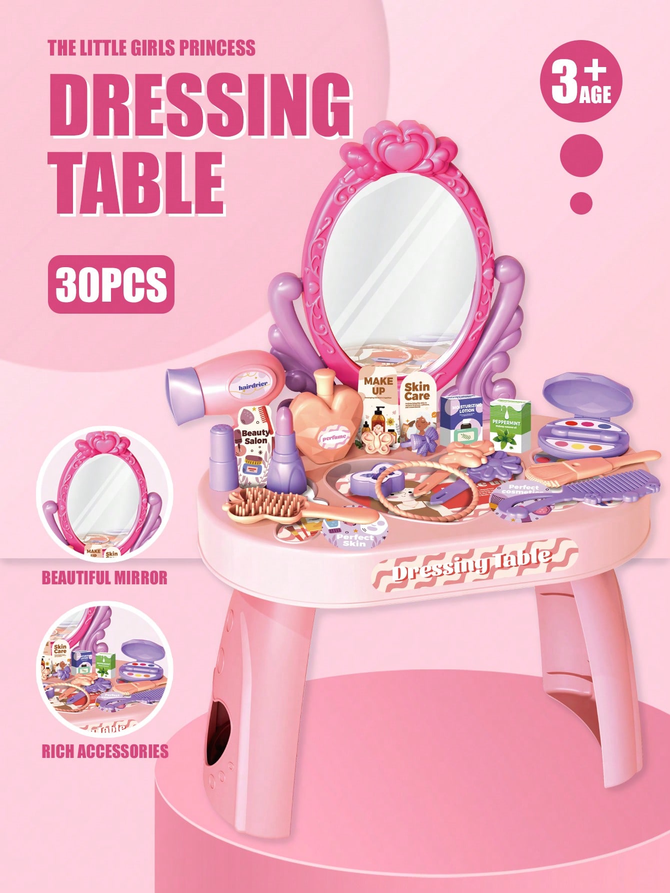 子供用プリンセスドレッシングテーブルおもちゃセット、鏡と30 - Beauty Makeup For Kids のレビューと価格