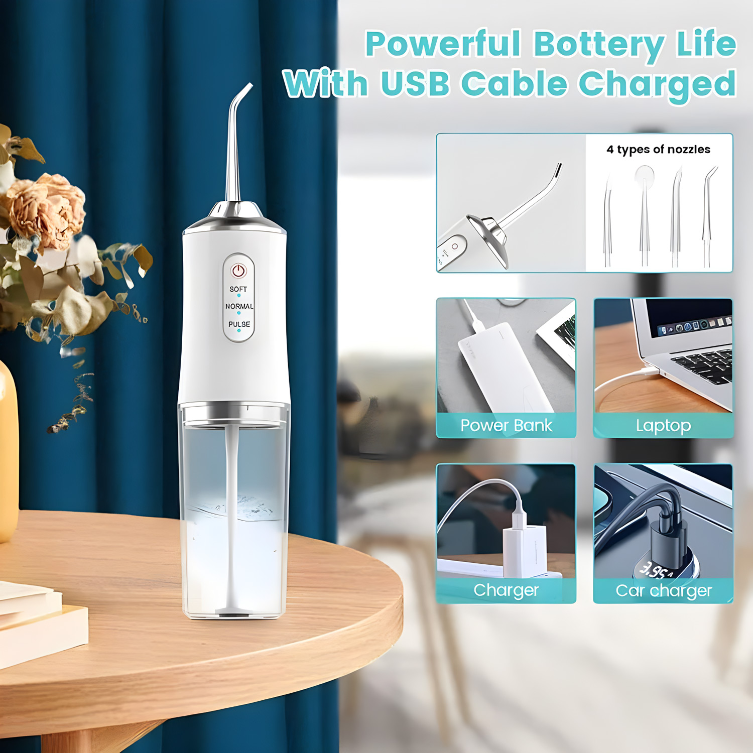 ポータブル口腔洗浄器 USB充電式ウォーターフロッサー、歯垢 - Micellar Water Cleanser のレビューと価格